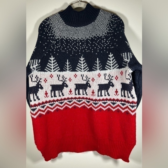 Simply Southern quarter zip deer winter sweater oversized sz L womens skiing - Picture 2 of 12
